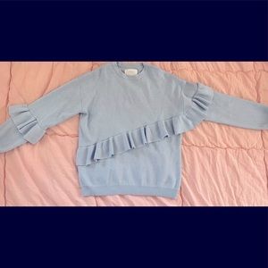 Zara girls baby blue knit top